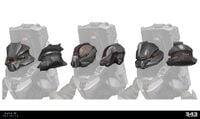 Concept art of Mule helmets.