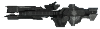 Profile view of the UNSC Savannah in Halo: Reach.