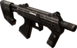 An angled view of the M7 SMG's reverse side in Halo 3.