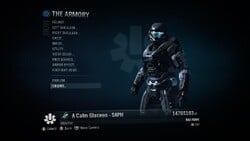 A screenshot of the Armory screen in Halo: Reach for a max-rank player.