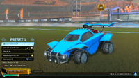 Blast-Off Bundle antenna and wheels on a blue team body.