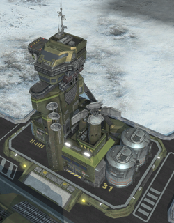 A screenshot of the UNSC Airpad building.