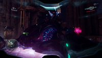 A Sword Wraith in-game with two Swords of Sanghelios Storm Sangheili in Halo 5: Guardians