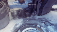 Coordinates are displayed, Pan Cam is enabled, and the player's camera is detached during the custom game in Halo 5: Guardians.