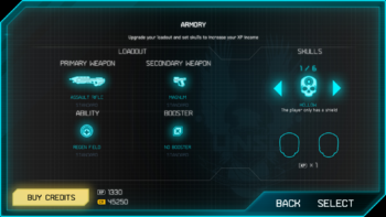 The loadout menu of Halo: Spartan Assault.