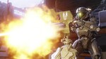 Edward Buck firing a chaingun turret during the Battle of Meridian in Halo 5: Guardians.
