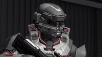 A Spartan-IV wearing a Linebreaker helmet with the HUL[5X]/BNR/ECHELON attachment on Aquarius.