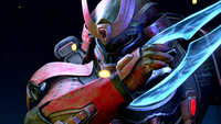 A Kabuto-clad Spartan wielding a Meluth'qelos-pattern energy sword in A New Generation.