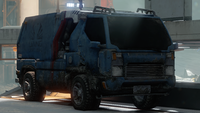 An unnamed truck sporting the Liang-Dortmund Corporation logo on the map Prospect.