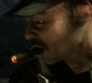 Avery Johnson with a cigar in his mouth in Halo 3.