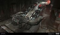 Concept art of a scrap sorting device in the cargo hold.