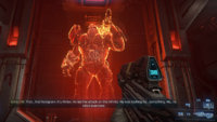 The Chief finds a giant hologram of Atriox.