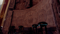 One of many ancient murals located within the Elder Council Chamber