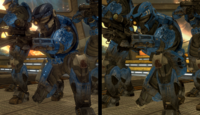 A side-by-side comparison of AKIS in the original Defiant screenshot, and AKIS as it appears in The Master Chief Collection.