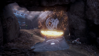 A nearly-destroyed energy conduit.