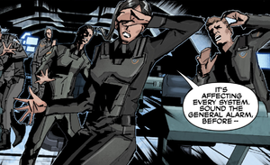 Lt. Commander Elaine Coffey aboard the bridge of UNSC Nereid.