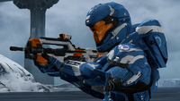 A Spartan-IV wearing War Master on Longbow in Halo 4.