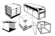 Concept explorations for furniture inside the Kivas.