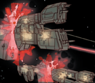 Two Charon-class frigates hulls are easily destroyed by plasma turrets.