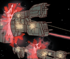 Two Charon-class frigates hulls are easily destroyed by plasma turrets.