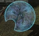 The shape of the point defense gauntlet's shield in Halo: Reach.
