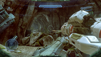 First-person view of John-117 with the High Five after he acquired it from this Easter egg.