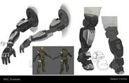 Concept art for Mirage IIC prosthetic limbs.