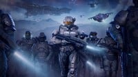 Two Spartans equipped with the Ärger helmet in the key art for Halo Infinite's Spirit of Fire operation.