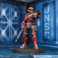 A red Spartan clad in Mark VII.