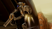 A Spartan using the S-12 jetpack in Halo 4.