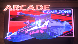 The sign for Arcade Game Zone on Streets.