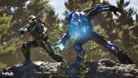 A Sangheili Mercenary fighting John-117 in a demo for Project Foundry.