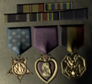 Terrence Hood's military decorations include a Purple Heart (middle).