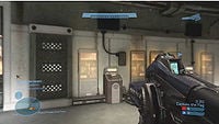 First-person view of the focus rifle during the Halo: Reach Multiplayer Beta.