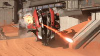 A Bolroci Workshop Chopper firing its spike cannon in Halo Infinite.