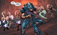 The Sangheili Storm leading a group of Kig-Yar.