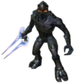 Thel in a stance in Halo 2 with an energy sword.