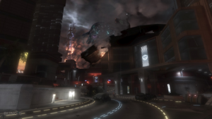 A screenshot of New Mombasa, taken from the old Halo 3: ODST Field Guide page.