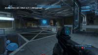 Coordinates are displayed and Pan Cam is enabled in Halo: Reach.