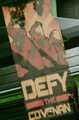 "Defy the Covenant" poster that flies around the map.