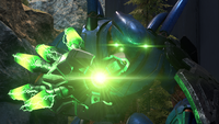A Berserk Mgalekgolo's overcharged assault cannon in Halo Infinite.