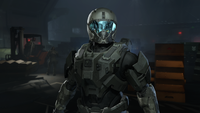 A Spartan-IV wearing the Talon helmet, as well as the UA/FLSF TYPE C shoulder pads and UTIL/FLISP Mark 98 chest attachment.