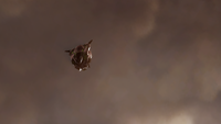 A Gloto'kas dropping from orbit, before activating its thrusters.