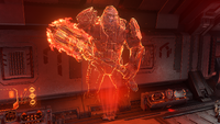 A hologram of Atriox aboard the Ghost of Gbraakon.