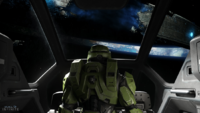 John-117 gazing at a destroyed Installation 07 from the Halo Infinite Discover Hope trailer.