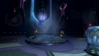 Two Jiralhanae Honor Guardsmen inside the High Council Chamber.