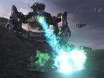 A Scarab's weapon destroying a vehicle.