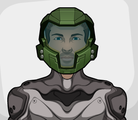 A modified Halo 3's Mark V helmet in Criminal Case's customization menu.