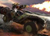 Blitz card of a Flame Warthog in Halo Wars 2.