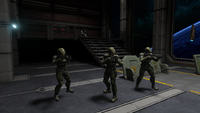 A Marine squad aboard Cairo Station in Halo 2: Anniversary.